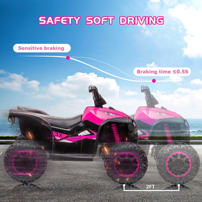 Garvee Ride - P Series: 12V Kids Quad ATV 4 Wheeler with Music, LED Lights for Boys & Girls - Pink