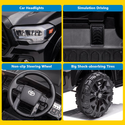 Garvee Ride - P Series: 12V Toyota Tacoma Kids Car, Spring Suspension, with LED Light - Black