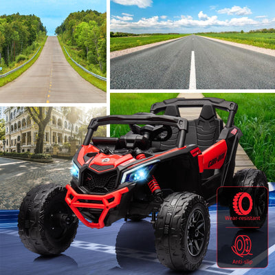 Garvee Ride - P Series: 12V Can-Am Ride-On UTV: Remote Control, Large Seat, Music, LED Lights, Spring Suspension, for Boys & Girls - Red