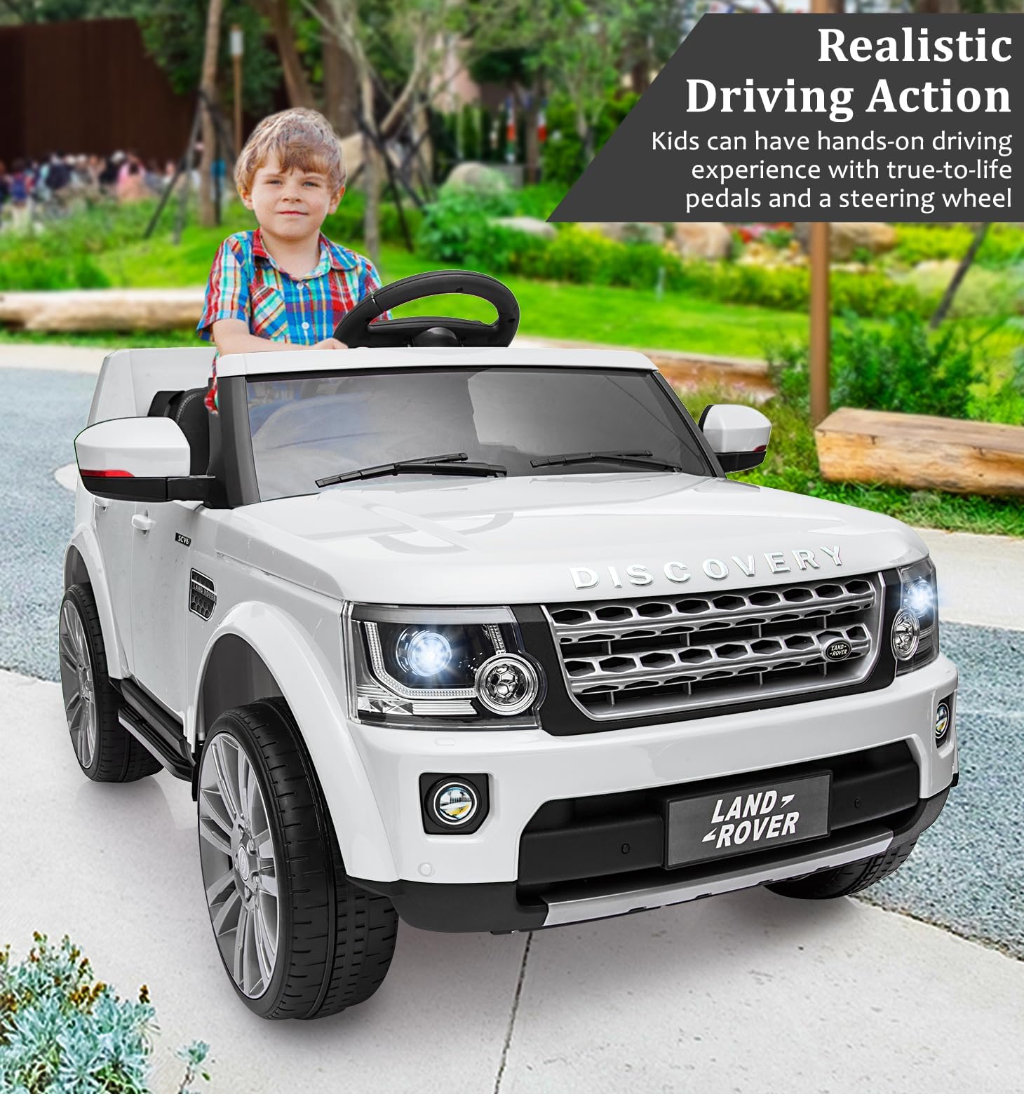 Garvee Ride - P Series: 12V Electric with Remote, Music Player, MP3, LED Lights, 4 Wheels, White