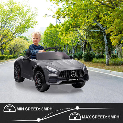 Garvee Ride Car for Kids, 12V Power Battery Electric Vehicles for 3-7 Toddlers, Licensed Mercedes-Benz with Remote Control, MP3 Player - Grey