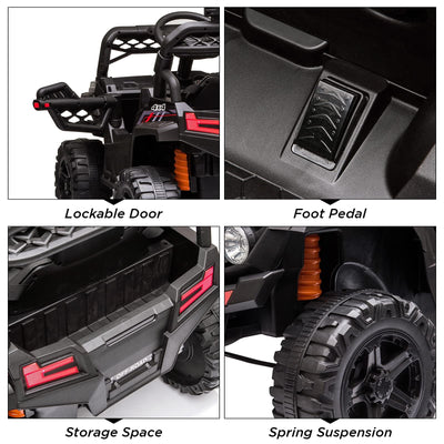 Garvee Ride - P Series: 12V Kids Car: Ride-On Truck, Remote, Suspension, LED, 1.8-3.7 MPH, MP3, Engine Sound, ASTM Certified, for 3-7 Years - Red