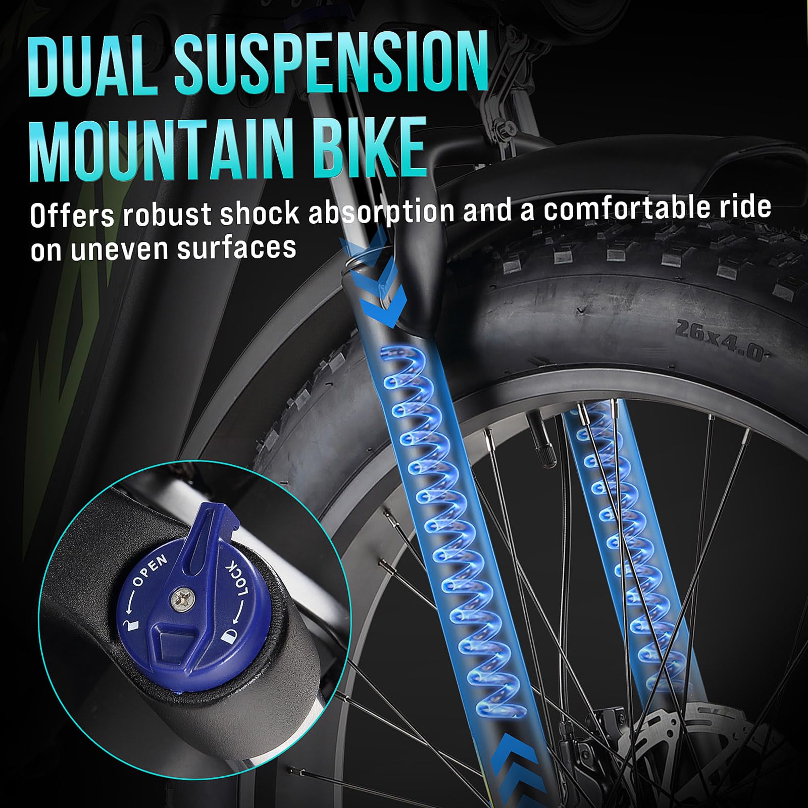 Garvee Electric Bike - 26" Fat Tire, 1000W Dual Motor Fat Tire Electric Bike, 48V 18Ah , 35mph Speed, Hidden Battery Mountain E Bike for Off Road，Electric Bike with Throttle & Pedal Assist, Hydraulic Brakes