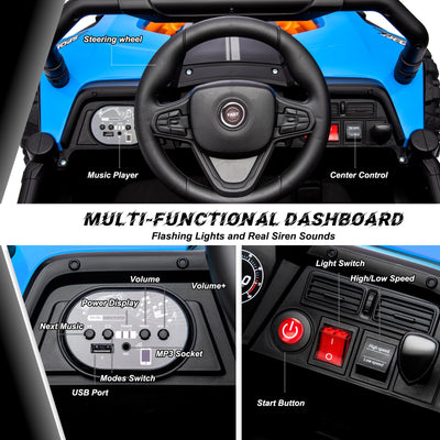 Garvee Ride - P Series: 12V Electric UTV Car with Remote Control, Ride on Truck with Toy Storage, Spring Suspension, LED Headlights, Ride Cars w/4 Wheels, Ride on Toys for Boys Girls, Blue