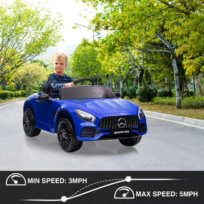 Garvee Ride Car for Kids, 12V Power Battery Electric Vehicles for 3-7 Toddlers, Licensed Mercedes-Benz with Remote Control, MP3 Player - Blue