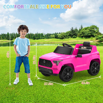 Garvee Ride on Truck Car, 12V Licensed Toyota Electric Cars for Kids, Ride on Toys with Remote Control, Spring Suspension, LED Lights, Bluetooth, 3 Speeds - Rose
