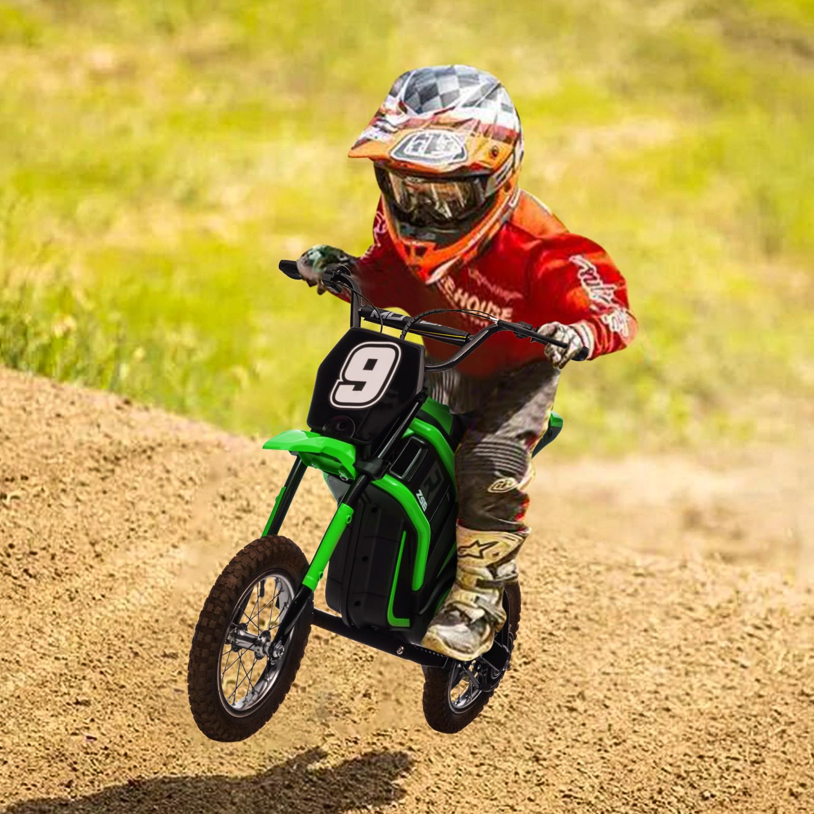 Garvee Ride - T Series: 24V-10A 350W Ride On Electric Dirt Bike For Kids Ages 13+, 14.29MPH, 3-Speed - Green-9