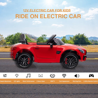 Garvee Ride Car for Kids, 12V Power Battery Electric Vehicles for 3-7 Toddlers, Licensed Mercedes-Benz with Remote Control, MP3 Player - Red