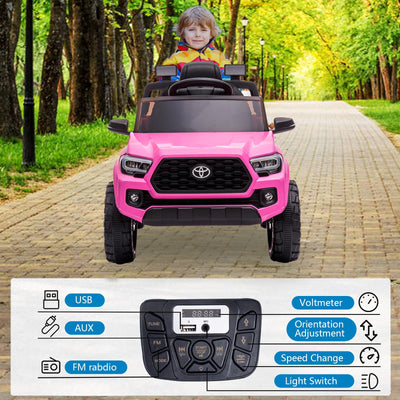 Garvee Ride - P Series: 12V Toyota Tacoma Kids Car, Spring Suspension, with LED Light - Pink