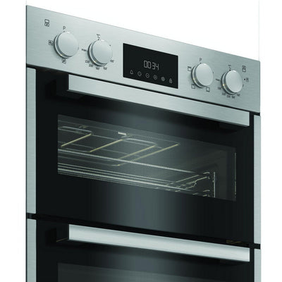 Hotpoint DIH10DIX Built In Electric Double Oven with Enamel Liners Stainless Steel