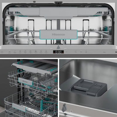 Hisense Hi6 HV16AUK Full-Size Fully Integrated Dishwasher 16 Place Settings