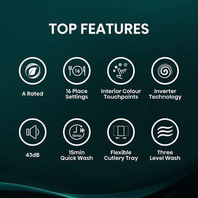 Hisense Hi6 HV16AUK Full-Size Fully Integrated Dishwasher 16 Place Settings
