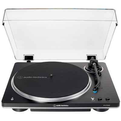 Audio Technica AT-LP70XBT Fully Automatic Bluetooth Wireless Turntable with Kanto ORA 100W Powered Reference Speakers HiFi Package Black