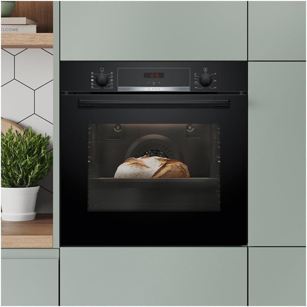 Bosch HQA534BB3B 60cm Series 4 Electric Built in Single Oven with Added Steam Function in Black