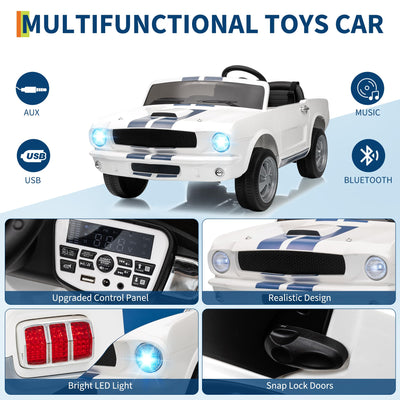 Garvee Ride - P Series: 24V 2 Seater Ride On Electric Car Shelby GT350 with Remote Control, Safety Belt, LED Lights, 2 Speeds, White - Kids Outdoor Fun