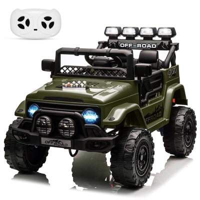 Garvee Ride - P Series: 12V Electric Ride on Truck Car For Kids Age 3+, Remote Control, Twin 25W Motors 3.1MPH Max Speed, Bluetooth USB Music Player, 4 Wheels Suspension LED Lights Safety Belt, Gift for Boy & Girl - Green