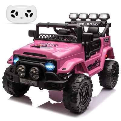 Garvee Ride - P Series: 12VElectric Ride on Truck Car For Kids Age 3+, Remote Control, Twin 25W Motors 3.1MPH Max Speed, Bluetooth USB Music Player, 4 Wheels Suspension LED Lights Safety Belt, Gift for Boy & Girl - Pink