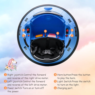 Garvee Ride B Series 12V Electric Ride on Bumper Car for Toddlers, Kids Bumper Car with Remote Control, LED Lights & 360 Degree Spin, Indoor and Outdoor for 18+ Months Kids - Blue