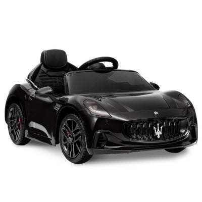 Garvee Ride - P Series: 12V Battery Powered Motorized Car for Kids with Remote Control, Spring Suspension, Double Doors, Bright Lights, 4 Wheel Electric Vehicle, Black
