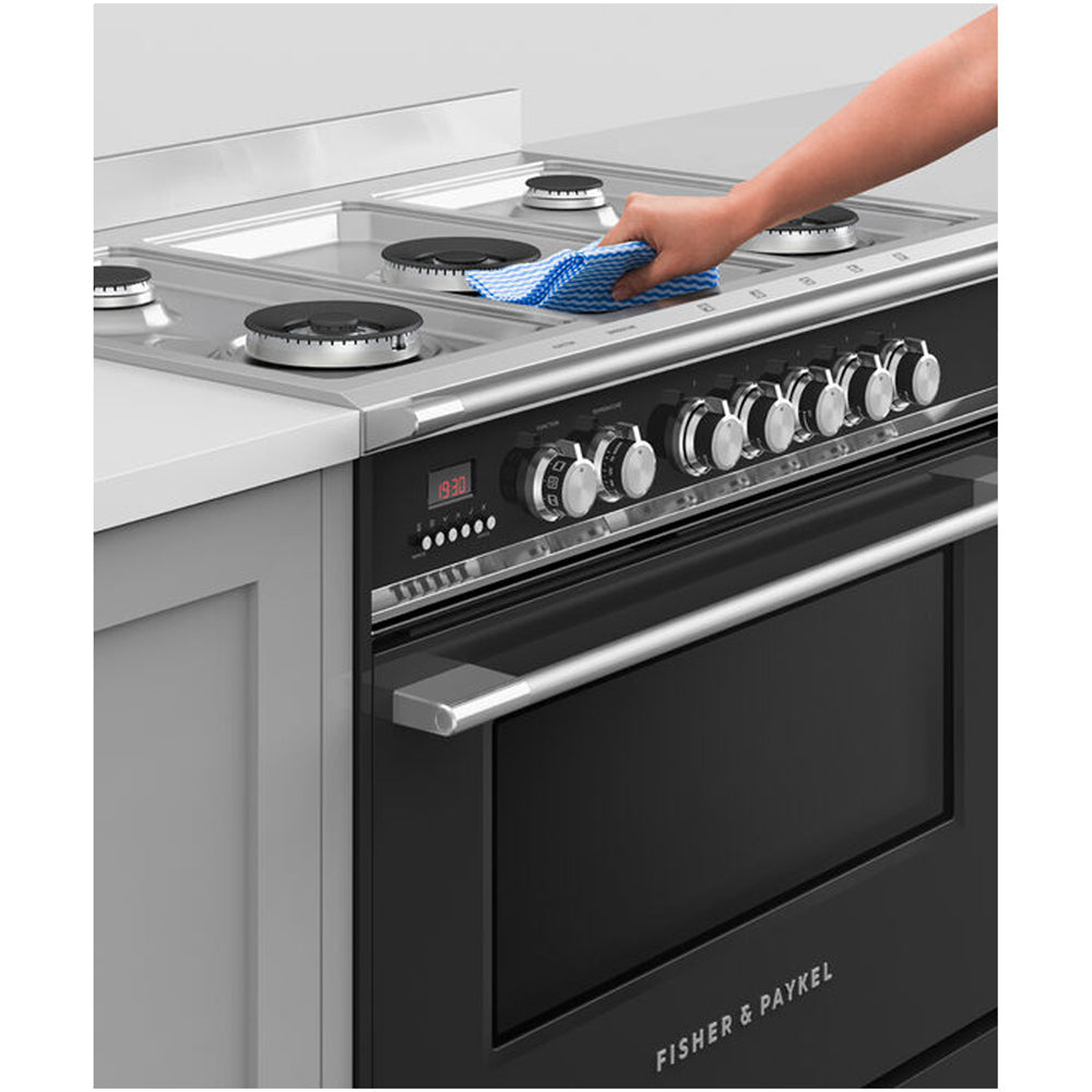 Fisher and Paykel OR90SCG4B1 Series 7 Classic Dual Fuel Range Cooker With Single Oven Black