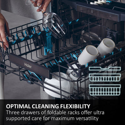 Haier XF 5C7M0W-80 I-Pro Shine Series 3 Freestanding Dishwasher 15 Place Settings White