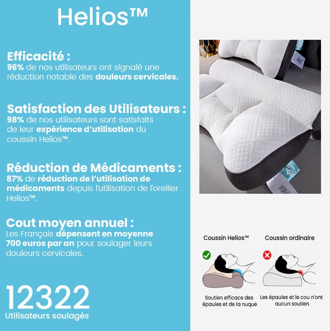 Helios™ - Oreiller Orthopédique - L'allié de Vos Nuits