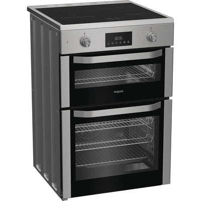 Hotpoint HDE6IDC2X 60cm Electric Double Cooker with Induction Hob Stainless Steel