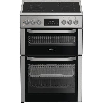 Hotpoint HDE6VDCASX 60cm Electric Double Cooker With Ceramic Hob and Air Fry Stainless Steel