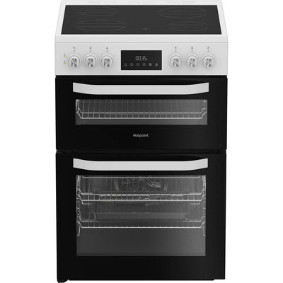 Hotpoint HDE6VDW 60cm Electric Double Cooker with Induction Hob White