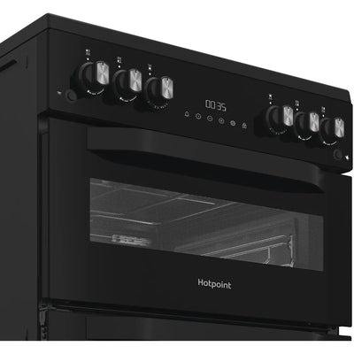 Hotpoint HDG6GDCB1 60cm Gas Double Cooker with Glass Lid Black