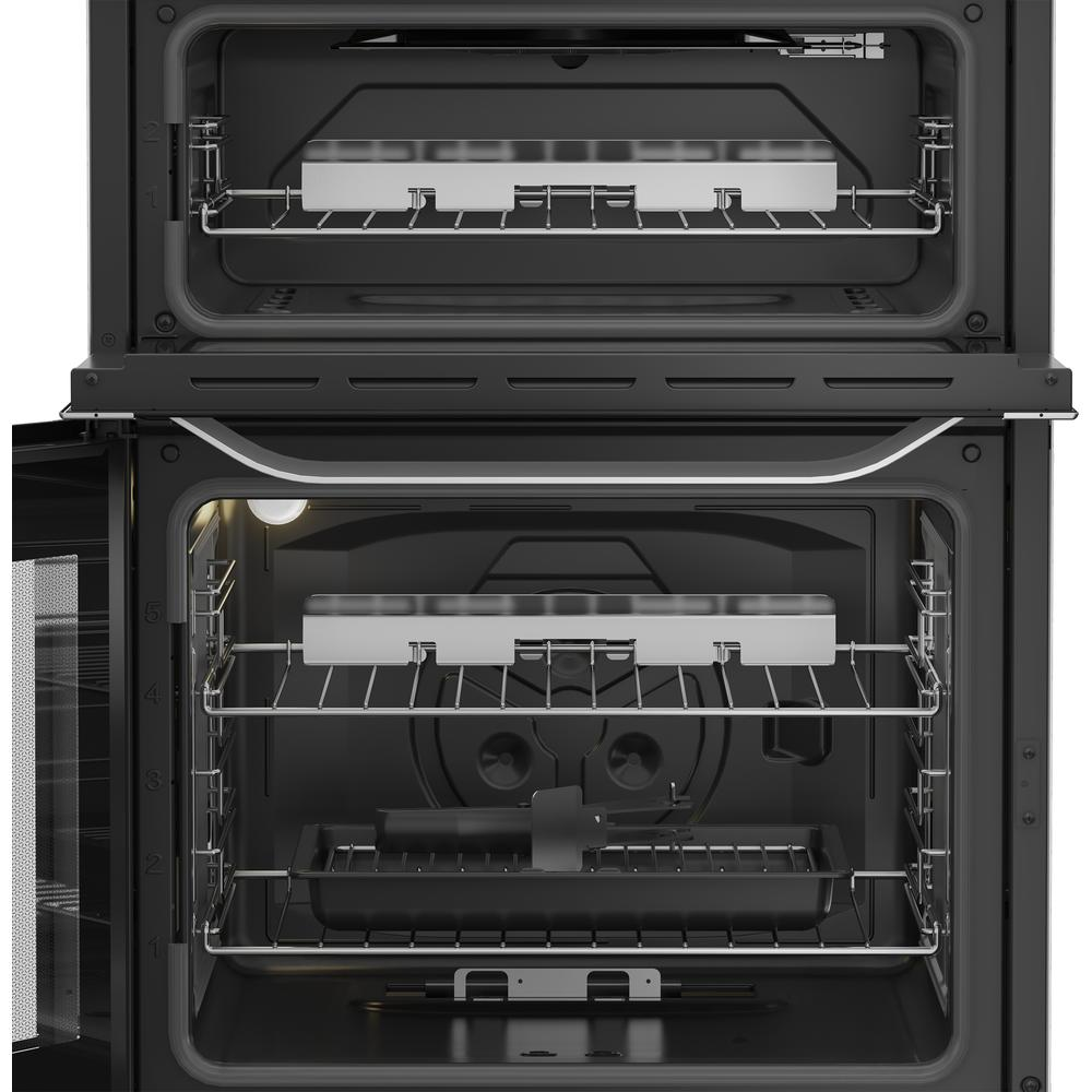 Hotpoint HDG6GDCWX 60cm Gas Double Cooker with Glass Lid Stainless Steel