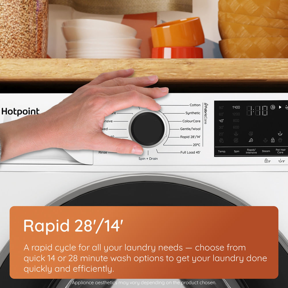 Hotpoint HP 105A CARE UK Fabric Care Pro Freestanding 10kg 1400rpm Washing Machine with HomeWhiz White HP105ACAREUK