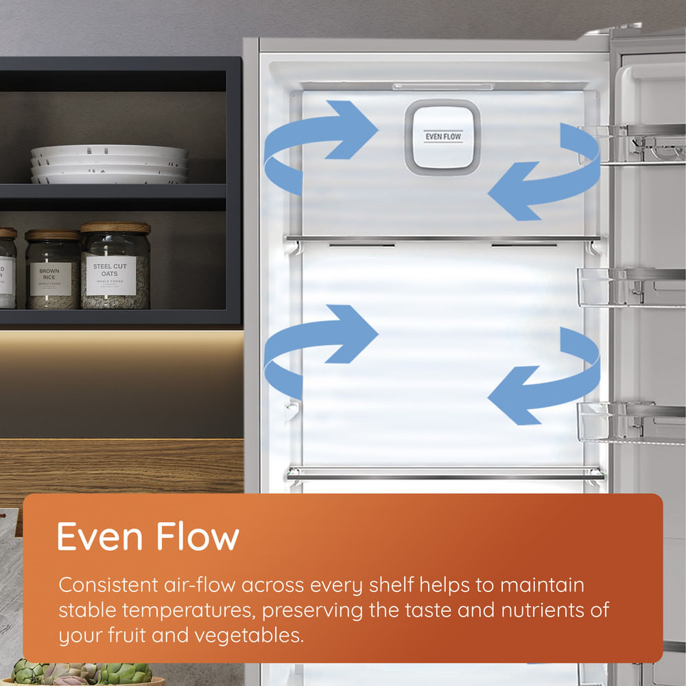 Hotpoint HPK 26403W XP5UK Freestanding Dual No Frost 70/30 Fridge Freezer with Even Flow Brushed Steel HPK26403WXP5UK