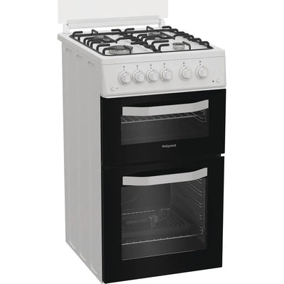 Hotpoint HTG5GCWL 50cm Gas Twin Cooker with Glass Lid White