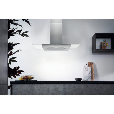 Hotpoint UIF93FLBX 90cm Wide Chimney Island Cooker Hood Stainless Steel