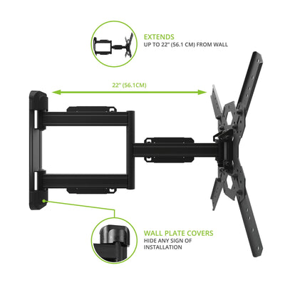 Kanto PS300 Full Motion TV Wall Mount for 26 to 60 inch TVs Black
