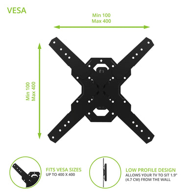 Kanto PS300 Full Motion TV Wall Mount for 26 to 60 inch TVs Black
