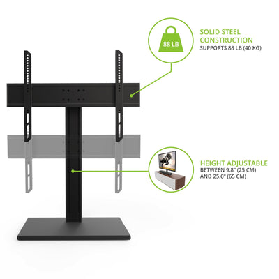 Kanto TTS100 Universal Tabletop TV Stand for 37 to 65 inch TVs Black