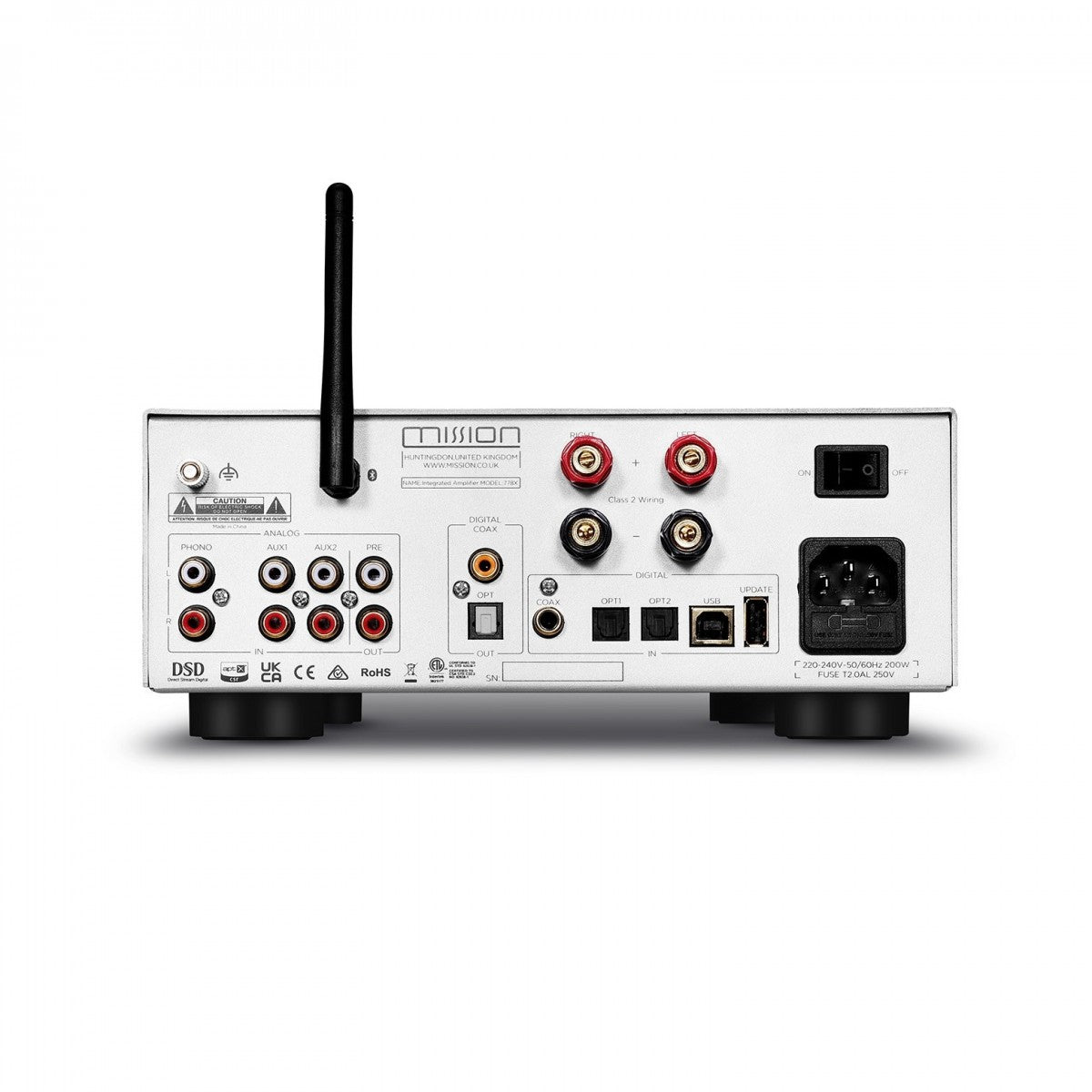 Mission 778X Integrated Amplifier Silver with LX-2 MKII Bookshelf Speakers White Pair HiFi Package