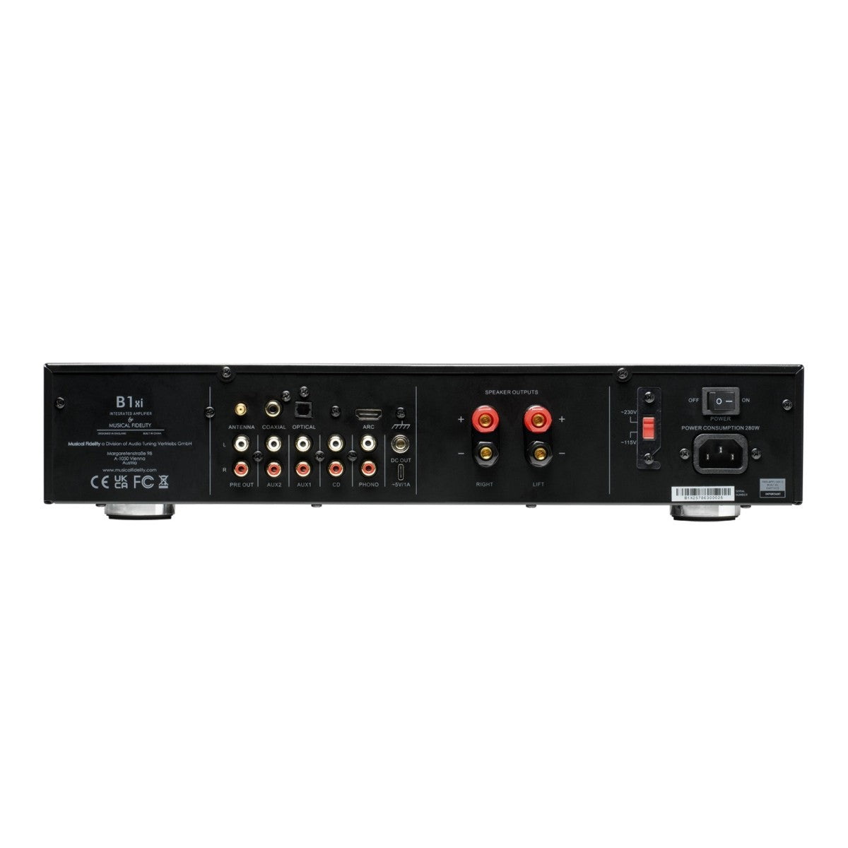 Musical Fidelity B1xi Integrated Amplifier with Klipsch R-60M Bookshelf Speakers Black HiFi Package