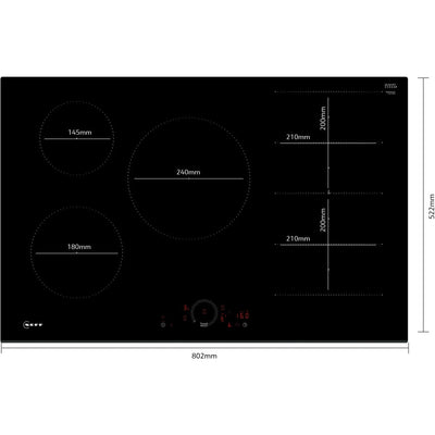 Neff T68FHV4L0KIT N70 80cm TwistTouch Induction Hob with Pan Set Black