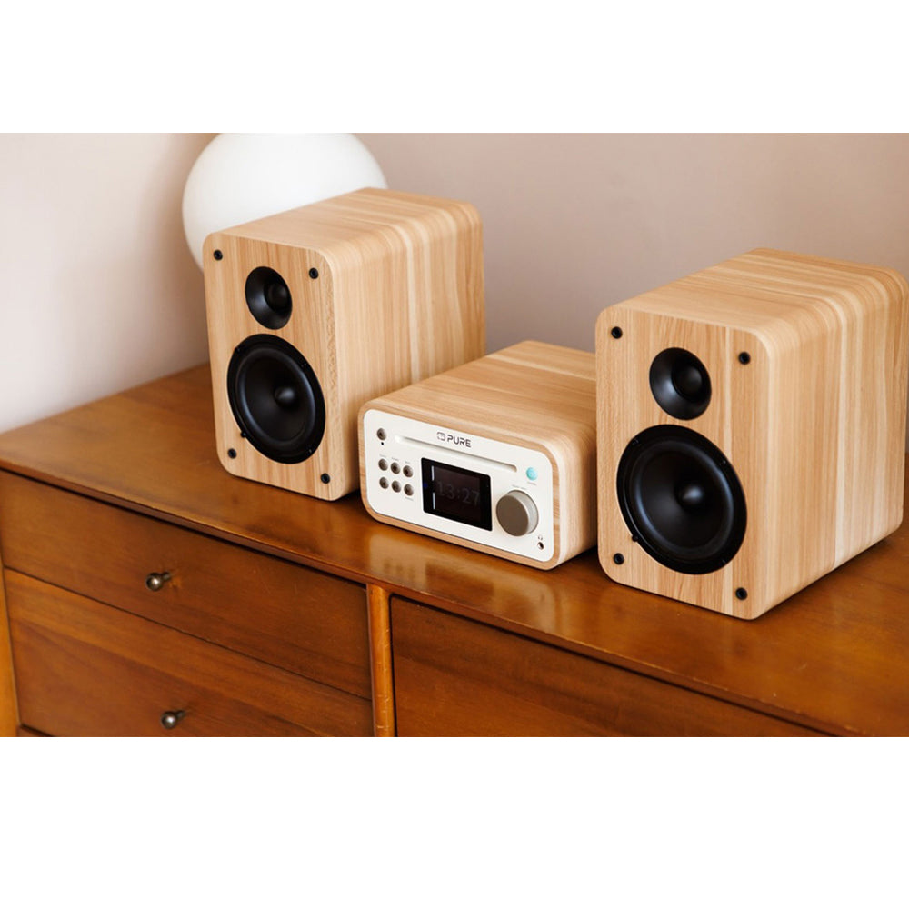 Pure Classic Stereo Mini DAB DAB+ FM Radio with Bluetooth CD Player Micro Stereo System Cotton White