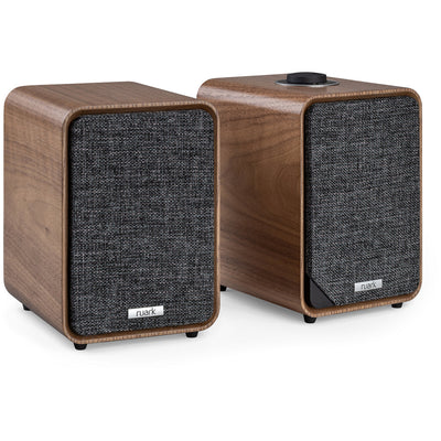 Roberts Stylus Luxe Turntable with Built-In Preamp and Ruark MR1 MK3 Active Bluetooth Speakers with Built-in MM Phono Preamp Walnut