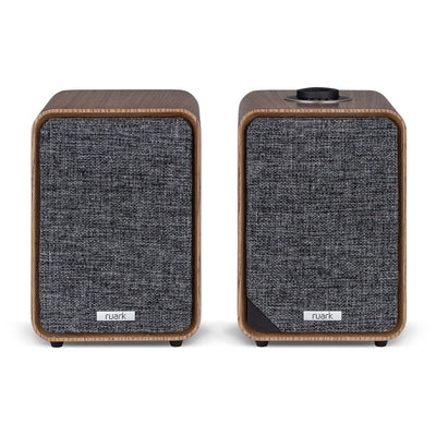 Roberts Stylus Luxe Turntable with Built-In Preamp and Ruark MR1 MK3 Active Bluetooth Speakers with Built-in MM Phono Preamp Walnut