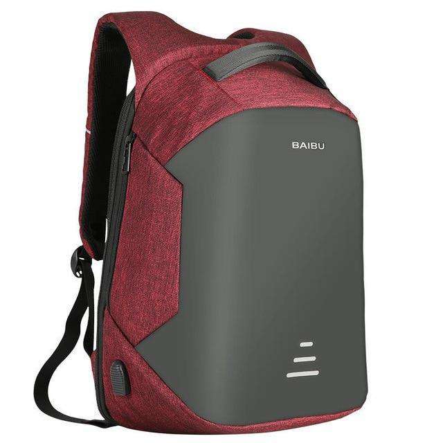 Sac à Dos de Voyage Étanche avec Port de charge USB Rouge