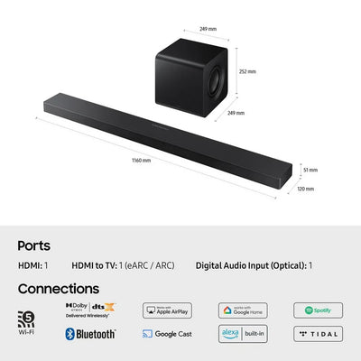 Samsung QE55S95FATXXU 55 Inch OLED S95F 4K UHD HDR Smart AI TV with HW-QS700F 3.1.2ch Q-Series Soundbar Bundle