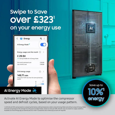 Samsung RS70F64KEFEU Series 6 Bespoke AI 91cm Side by Side American Style Fridge Freezer in Black