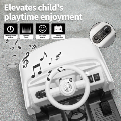 Garvee Volkswagen Licensed Electric Ride-On Bus for Kids - 6V Battery, LED Headlights, Music, Horn, Pedal Control, Gentle Start, Safe & Fun Toy for Toddlers - Black