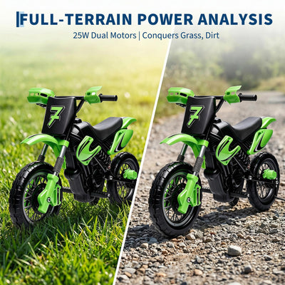 Garvee Safe 6V Electric Ride-On Motorcycle for Kids - Realistic Battery-Powered Toy Bike - Training Wheels, Lights & Sounds - Ideal for Boys & Girls - Green