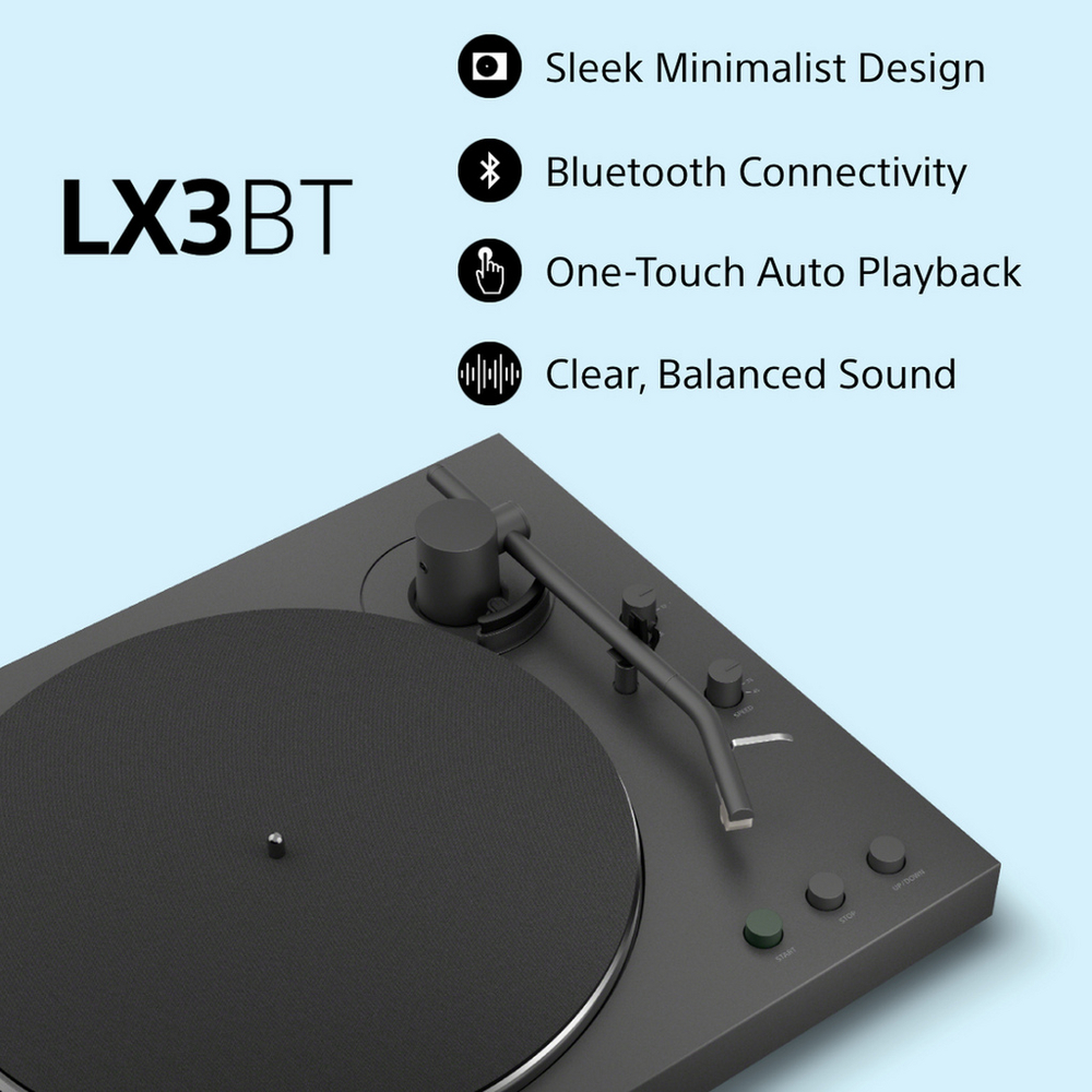 Sony PS-LX3BT Wireless Bluetooth Turntable with WH-CH720N Wireless Noise Cancelling Headphones - Black